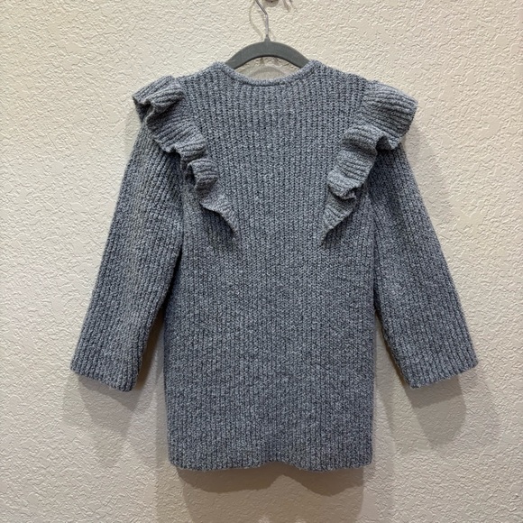 Zara Girls Knit Sweater Grey w/ Ruffle Size 3-4 Years Old Money - Picture 6 of 6